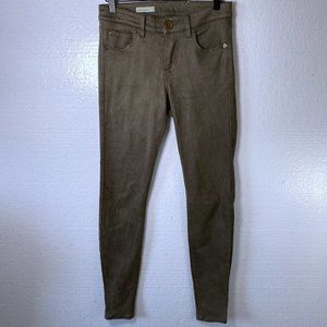 Kut From The Kloth Womens Size 0 Mia Toothpick Suede Brown Pants Skinny Mid Rise